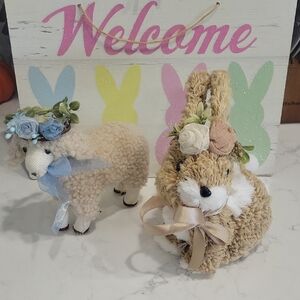 Easter Decor Bundle Bunny  Sheep And Hanging Sign